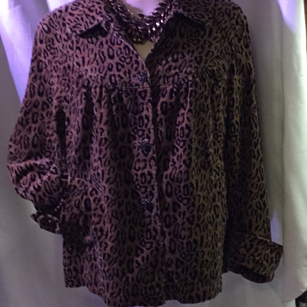Kikit Jeans Leopard print corduroy jacket - large